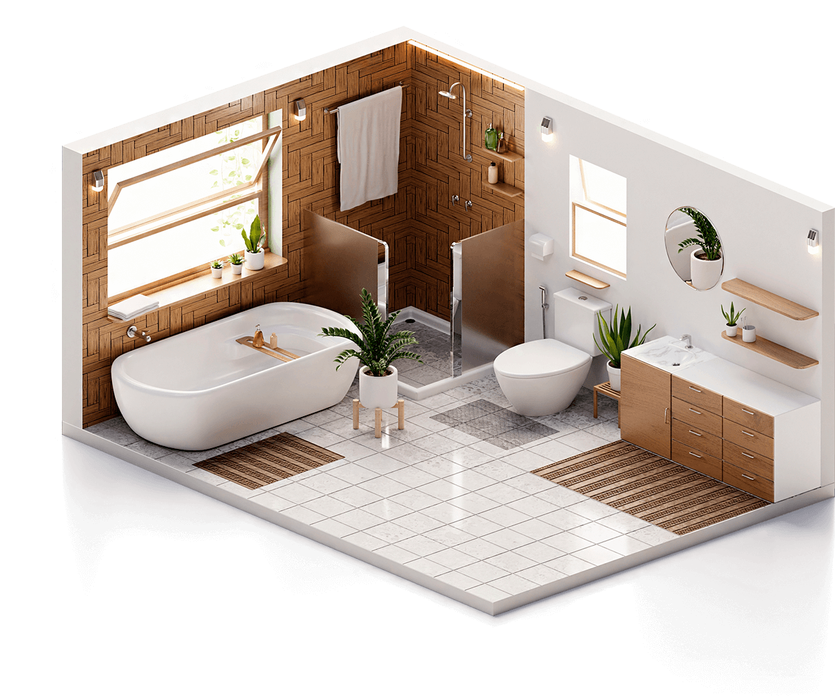 Online bathroom planner with interactive 3D visualization