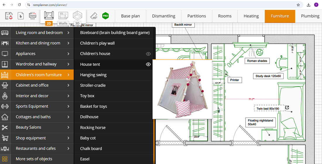 Screenshot del software Remplanner — i cataloghi sono ampi e ben forniti