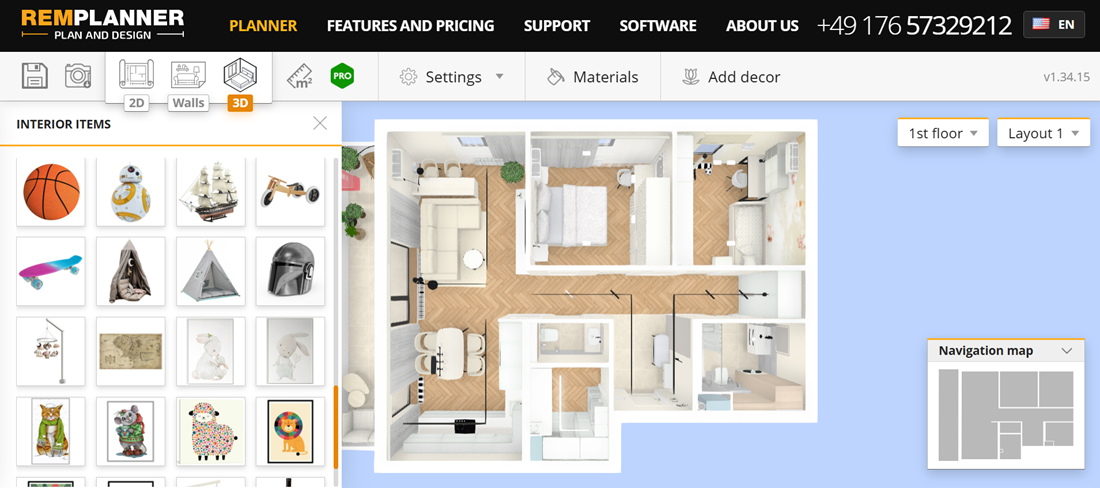 Screenshot del software Remplanner — i cataloghi sono ampi e ben forniti.