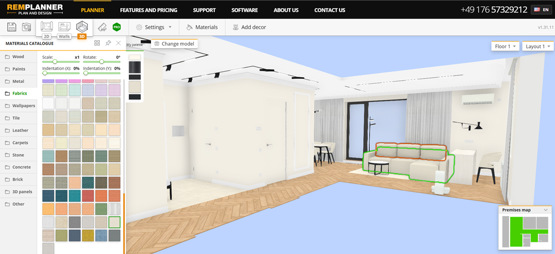 Capture d’écran de Remplanner — un logiciel de design d’intérieur