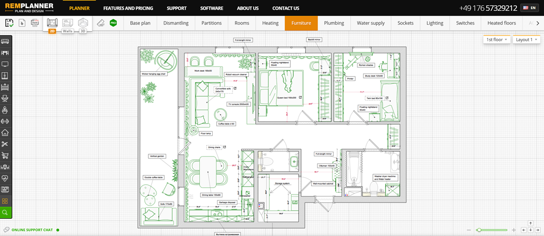 Remplanner - online interiors planner interface screenshot